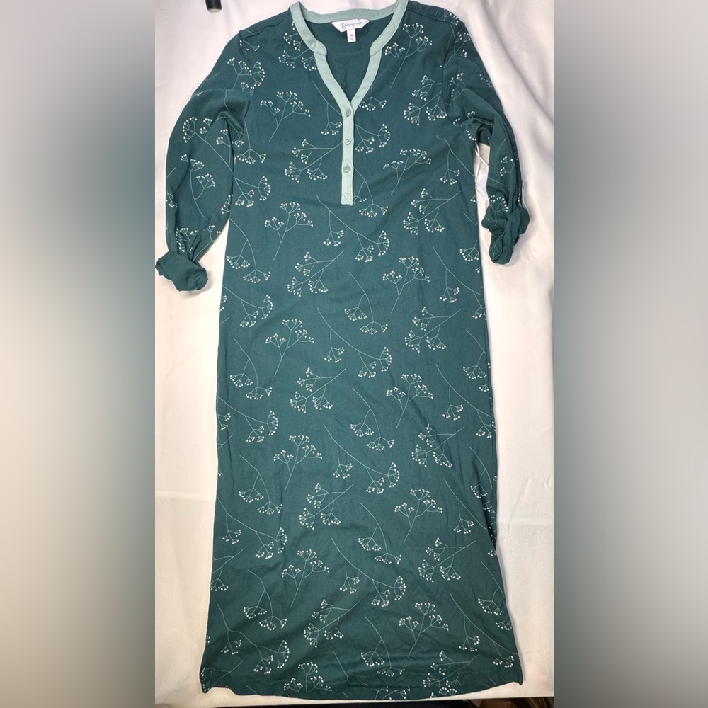 Pajamagram Green Gingko Print Sleep Shirt Dress- Small -NWT